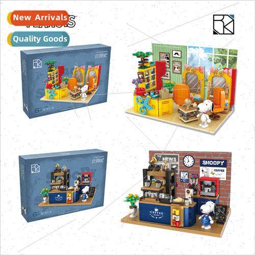 S005 building blocks snoopy doll cartoon scene cafe assemble