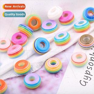 large striped hole beads 适用chil Resin loose colorful