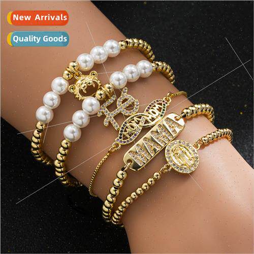 ins pearl bracelet mother day gift Europe Bracelet MAMA stch