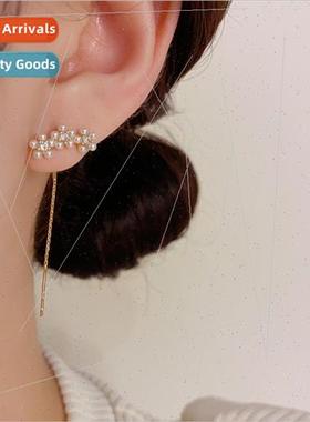 che sweet fashion flower pearl earwire tassel simple earring