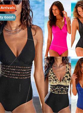 2023 New Europe Deep V Sexy Backless One-piece Swimsu Back C