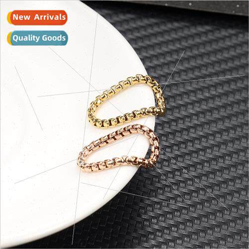 Korea mple Chain  Ring Tanium Steel Gold Plated Tail Ring Ho