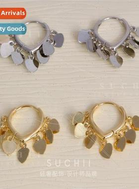 mple cold wind metal love earrings 2023 new tide earrings su