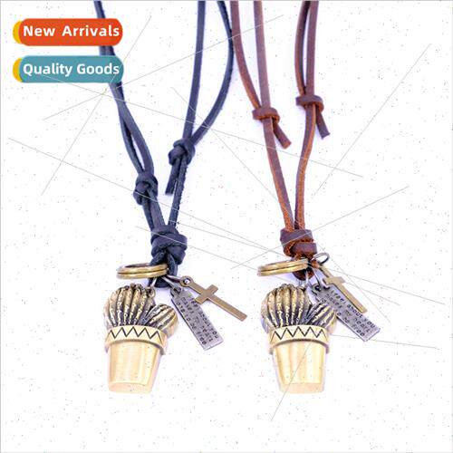 Korea Arts crafts versatile summer cowhide geometric pendant
