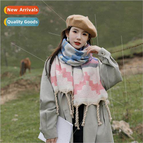 Koreas new faux cashmere scarf female winter warm thickened