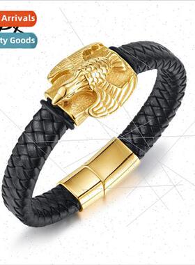 Europunk Stainless Steel Gold Owl Bracelet Tanium Magnetic C