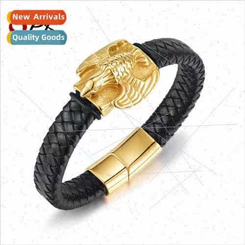 Europunk Stainless Steel Gold Owl Bracelet Tanium Magnetic C