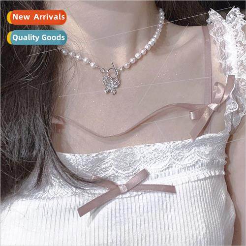 Calinia girl diamond pearl butterfly collar chain earth cool