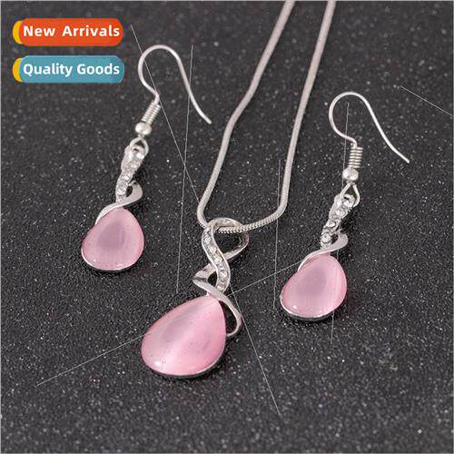 Diamonds teardrop necklace earrings set bridal wedding cat e