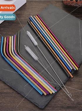 304 straws drink milk tea coffee colorful metal straws set c
