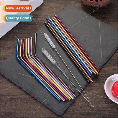 304 straws drink milk tea coffee colorful metal straws set c