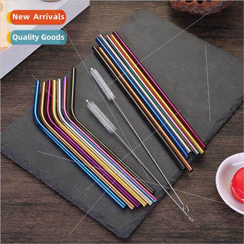 304 straws drink milk tea coffee colorful metal straws set c