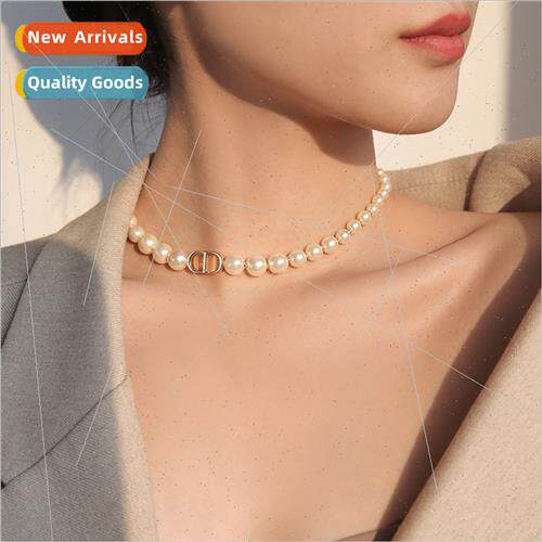 CD pearl necklace choker necklace 2021 summer new tide niche
