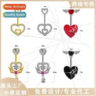 Button Ring Bat Europe Navette Belly Navel Navett Heart