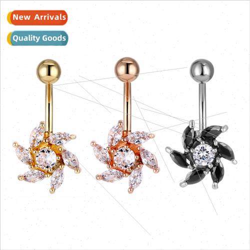 New piercing jewelry Europe fashion encrusted zirconia belly - 实物图
