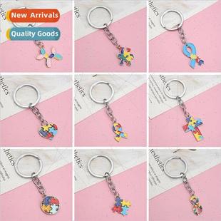 Autism Puzzle Cross Personalized Drift Drip Keychain Str Oil