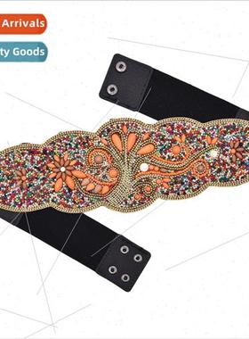 2024 new ethnic imation turquoise belt handmade colorful ric