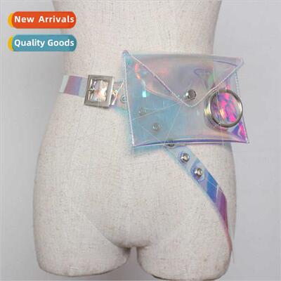 new Europe transparent fanny packs female metal hanging ring
