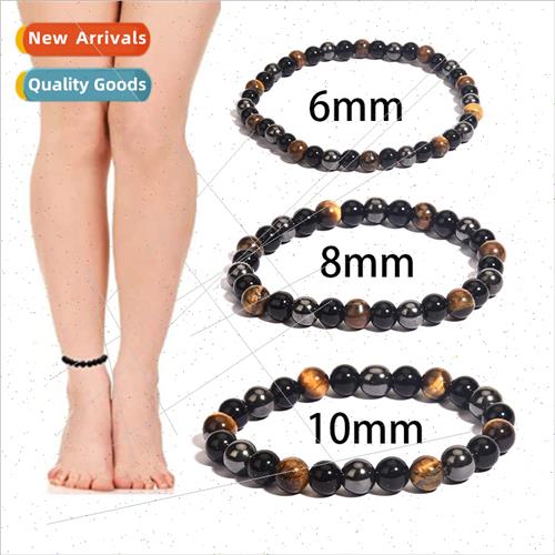 Beaded Tiger Eye Obsidian Hemate Bracelet Men Anklet Bracele