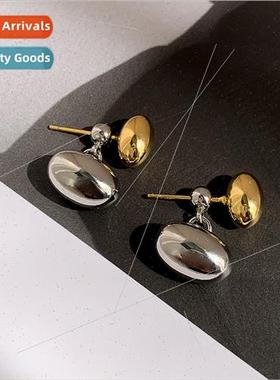 lver Needle Creative Textured Oval Europe Metal Bean Stud Ea