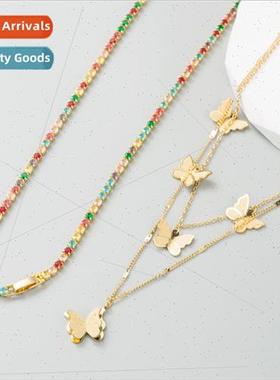 Europe ins tanium steel colorful rhinestones collarbone chai