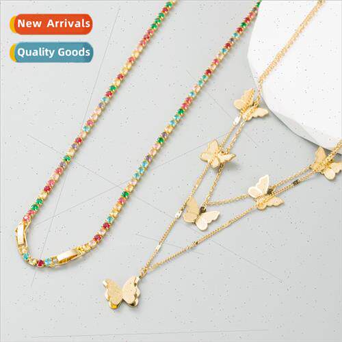 Europe ins tanium steel colorful rhinestones collarbone chai