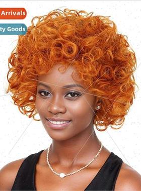 Women Europe Exploding Head Orange Fluffy Small Curly Head C