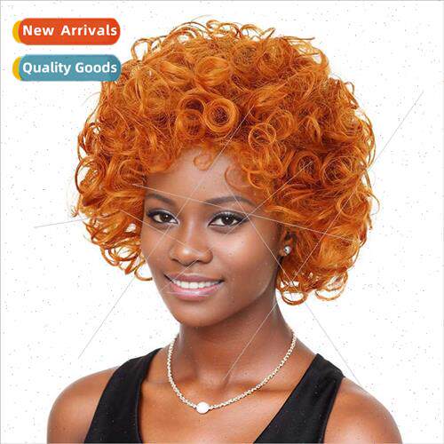 Women Europe Exploding Head Orange Fluffy Small Curly Head C