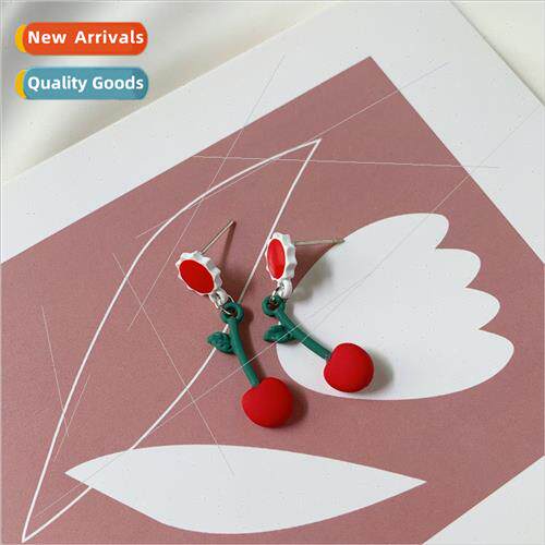 red sun long cherry earrings female wild simple earrings ear