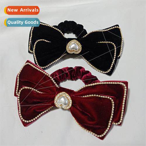 Autumn winter new gold velvet bow hair clips love rhinestone