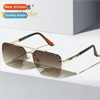 Fashion Spring Hinge Sunglasses 22316 Europe Men Rimless Sun