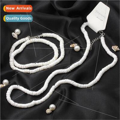 ins Round Crushed Seashell Conch Short Necklace Beach Vacati