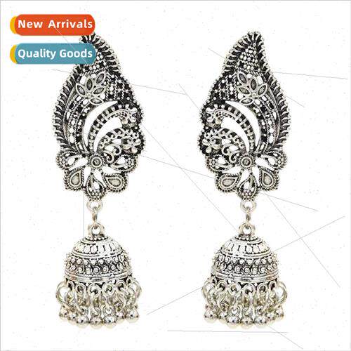 Fall winter earrings Europe retro exotic Phoenix alloy bell