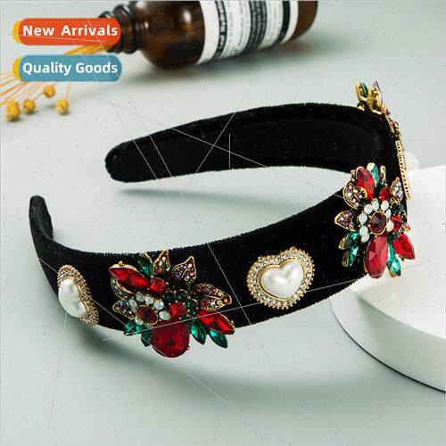 Europe creative black velvet fabric colorful diamonds flower