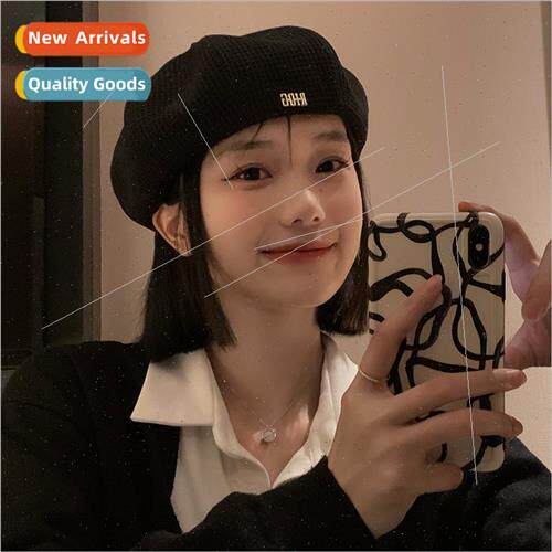 Black sweet cool beret female fall winter Japanese big head