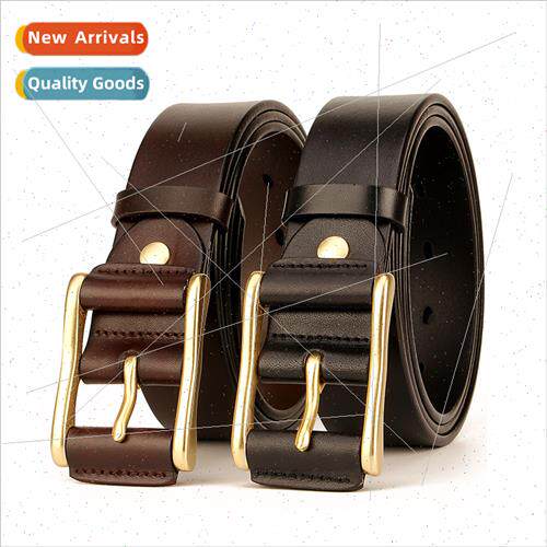 Copper buckle leather belt men leather belt fashion leisure