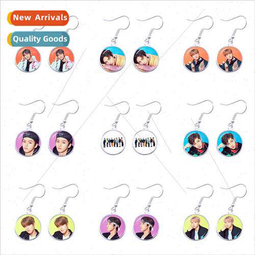 Accessories Kpop Stray Kids Time Gemstone Glass Earrings Ear