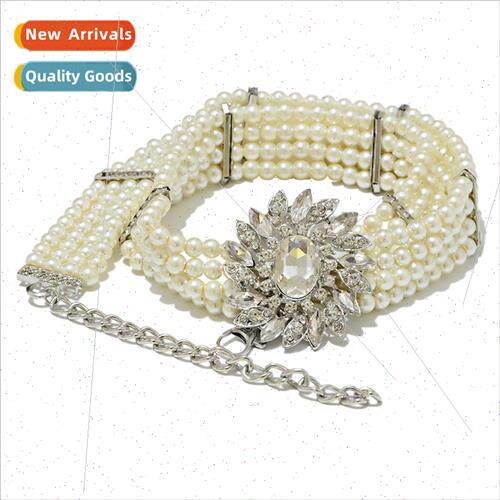 Europe new pearl wide belt Ms. hipster hundred fish line str