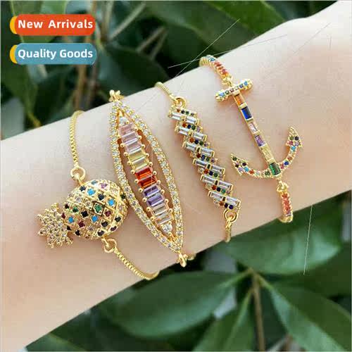 Europe copper plated real gold colorful zirconia creative pi