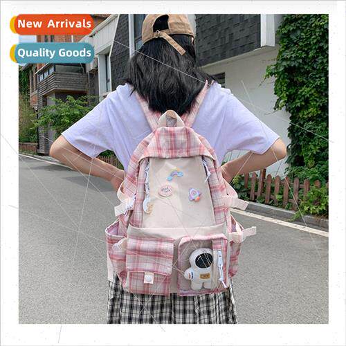 Transparent backpack new plaid ins wind large-capacy student