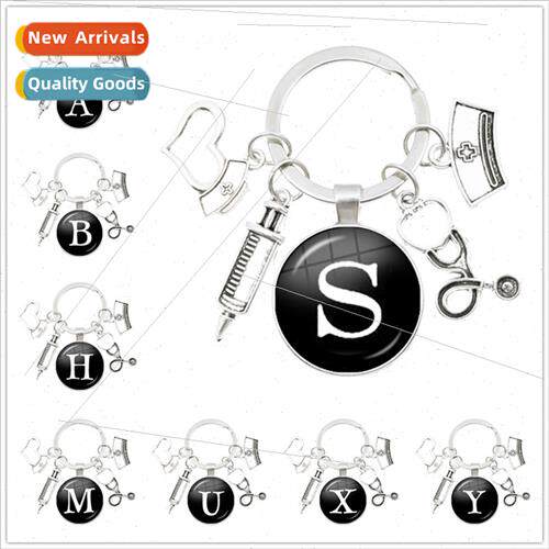 A-Z Alphabet Time Gemstone Keychain 26 Letter Medical Tool P