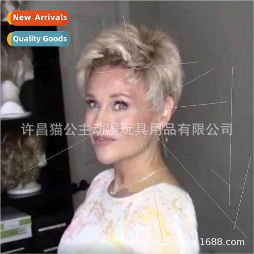 Europe fashion women whe wig fluffy chemical fiber short hai