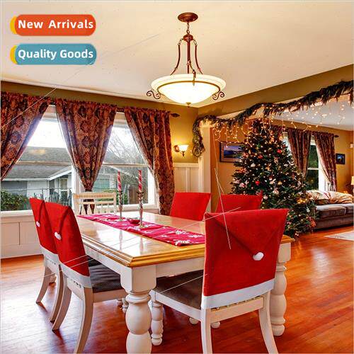Christmas chair cover woven red christmas hat table decorati