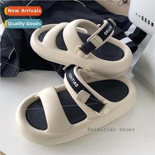 bottom strap soft sense wear two sandals double Summer