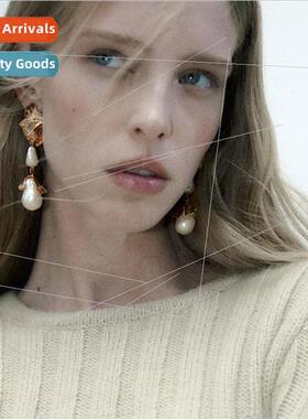 2023 Spring Summer new fashion simple leaves imation pearl e