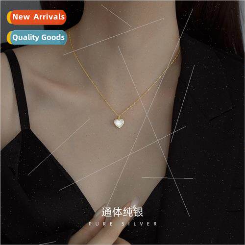 S925 silver heart necklace female niche 2023 new collarbone