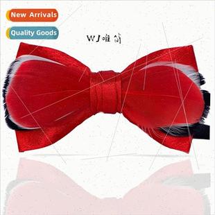 Children Ban Feather Girl Flower Wedding Men Tie Bow Red 265