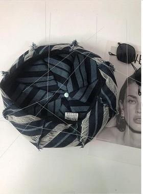 Korea tide brdenim twill burlap beret female ins wind sunsha