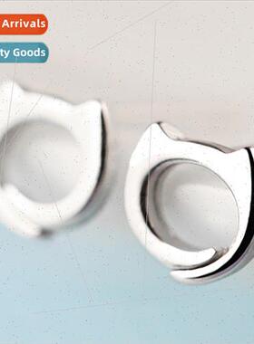 S925 silver earrings Korea hollow cat ears simple cute kten