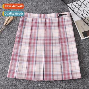 skirt large unim ski school folded plaid Japan pink